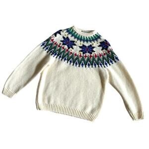 Vintage Fair Isle Sweater Holiday Ski Acrylic Warm Cozy Cabin Oversized Small